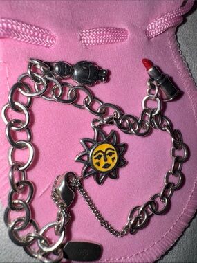 James Avery Silver Charm Chain bracelet with Yellow Sun Charm